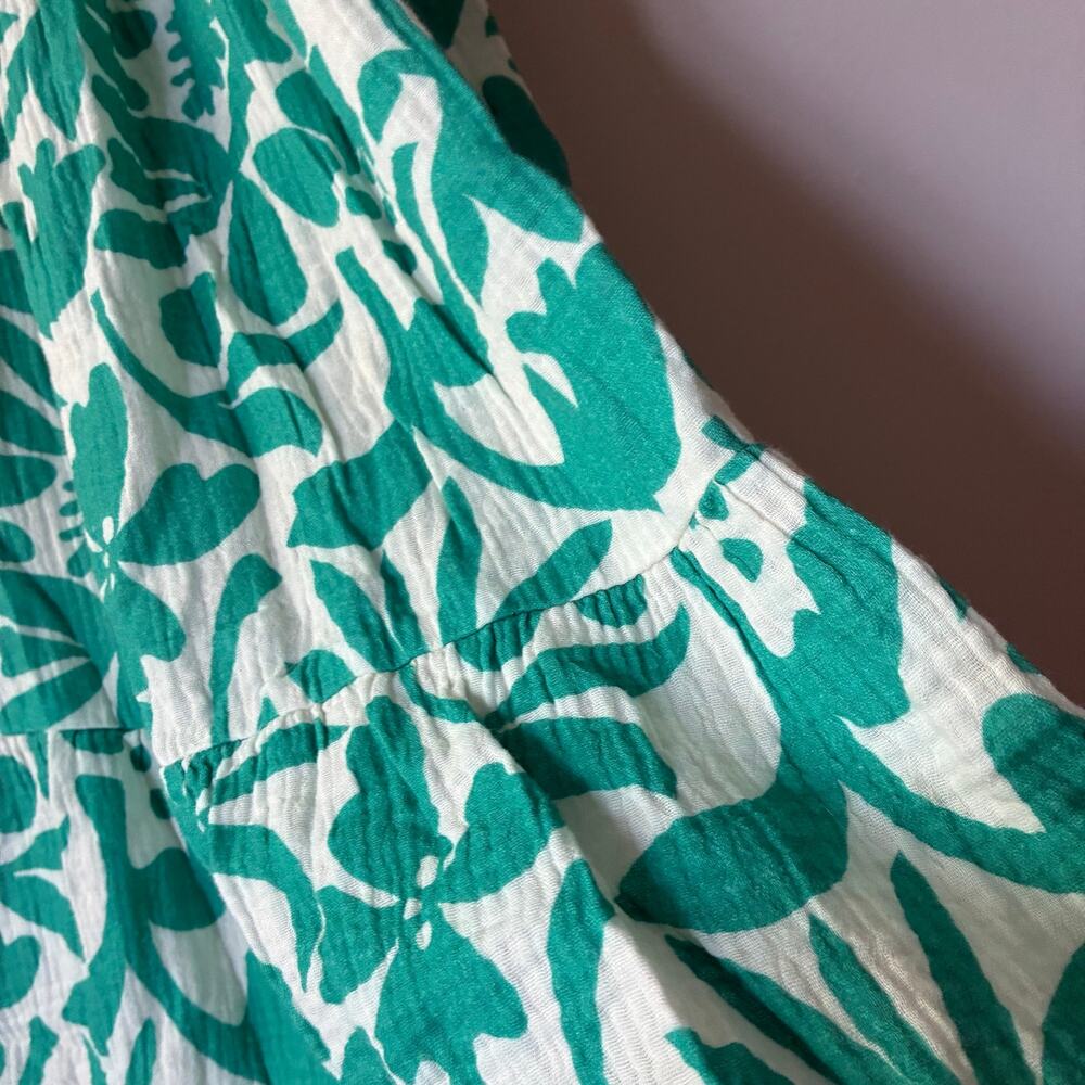 Marine Layer Tropical Floral Tiered Midi Skirt XS/S Green White Smocked Pockets - Picture 3 of 10
